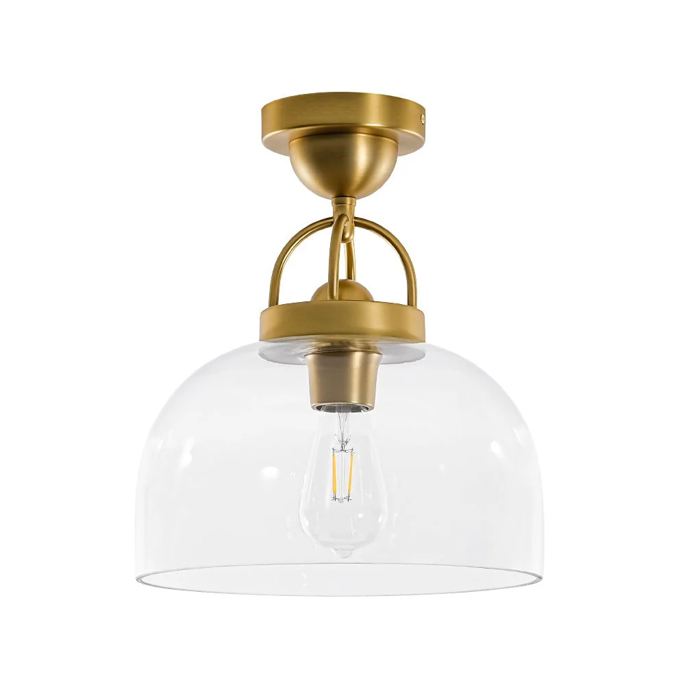1-Light Clear Glass Dome Shade Semi Flush Mount - Image 6