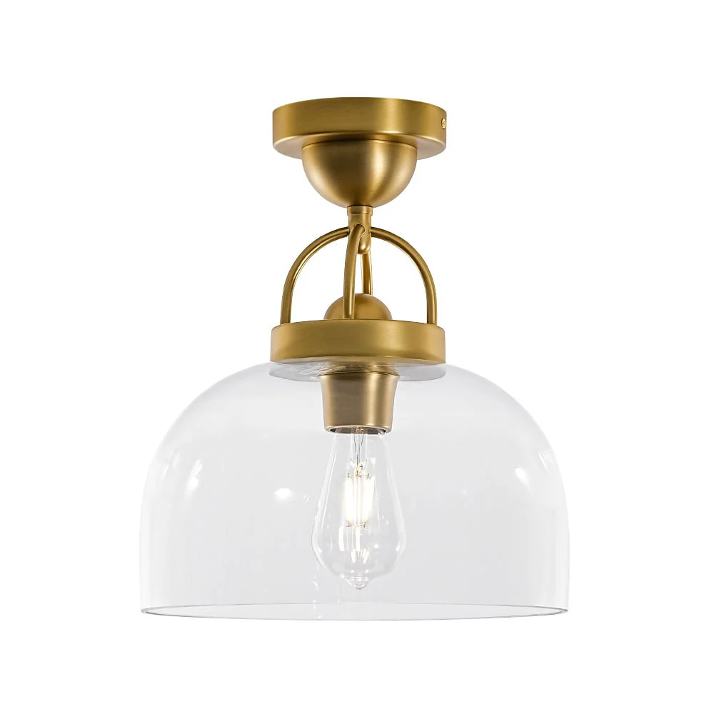 1-Light Clear Glass Dome Shade Semi Flush Mount - Image 7
