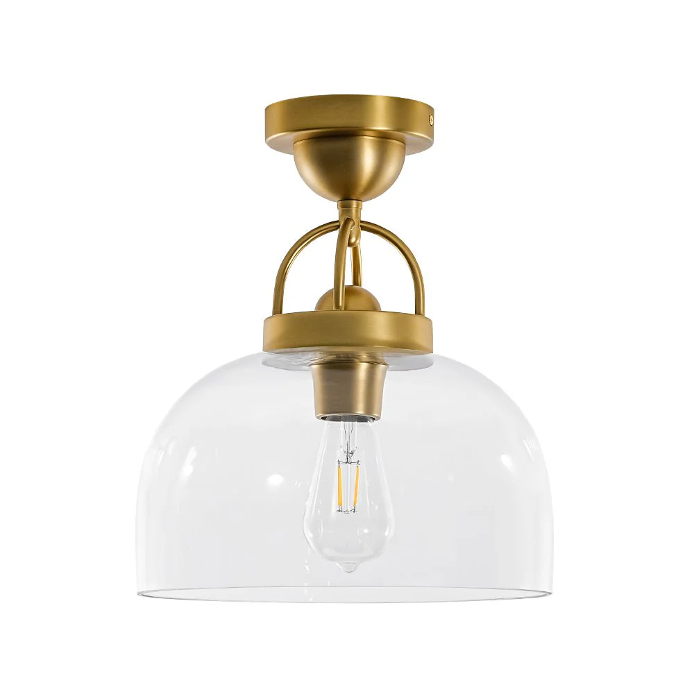 1-Light Clear Glass Dome Shade Semi Flush Mount - Image 8