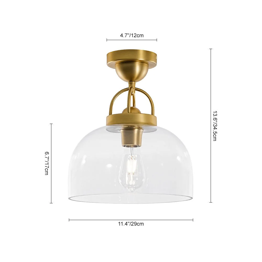 1-Light Clear Glass Dome Shade Semi Flush Mount - Image 9