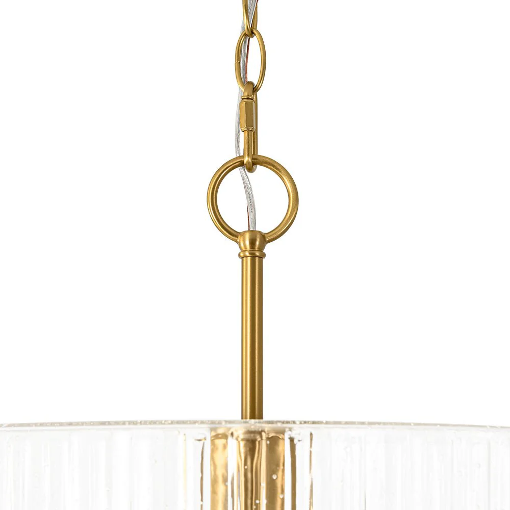 1-Light Clear Striped Glass Drum Semi Flush / Round Cage Pendant - Image 13