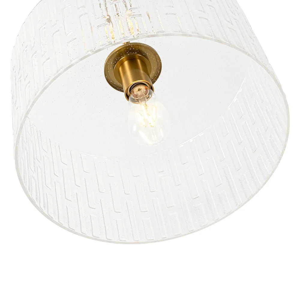 1-Light Clear Striped Glass Drum Semi Flush / Round Cage Pendant - Image 14