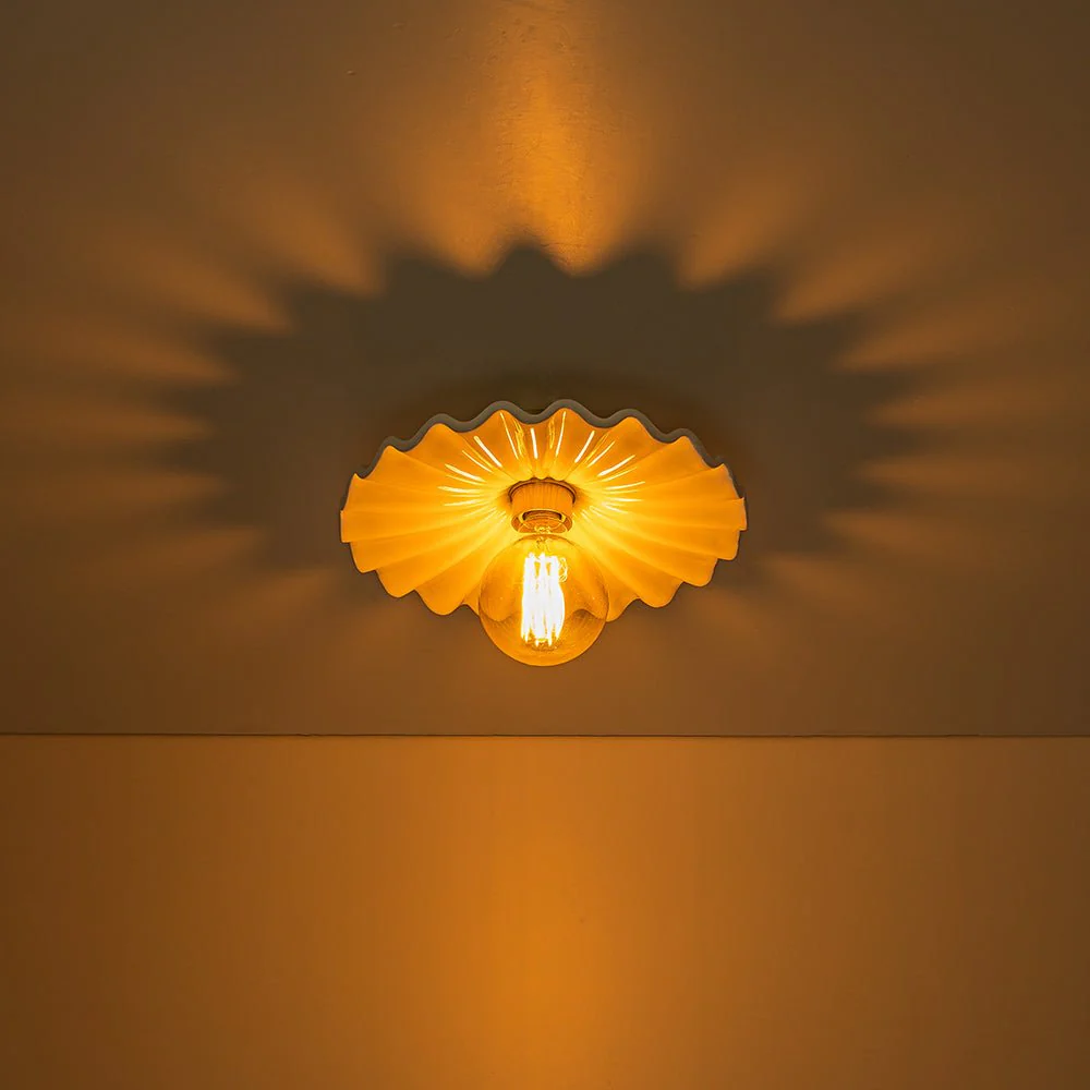 1-Light Creamy Ceramic Shade Semi Flush Mount - Image 10