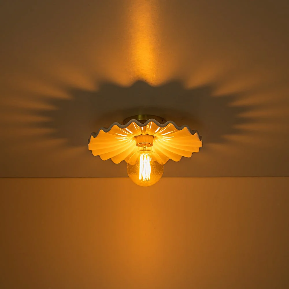 1-Light Creamy Ceramic Shade Semi Flush Mount - Image 11