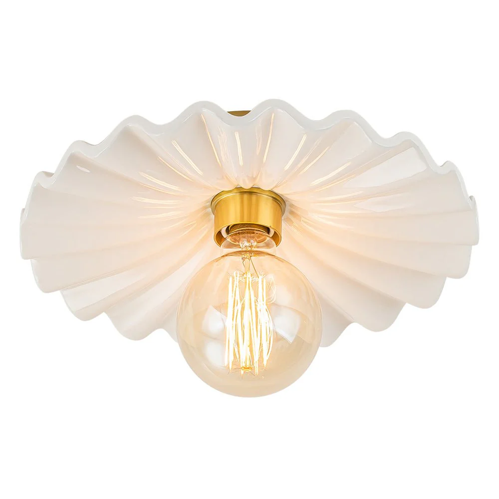 1-Light Creamy Ceramic Shade Semi Flush Mount - Image 5