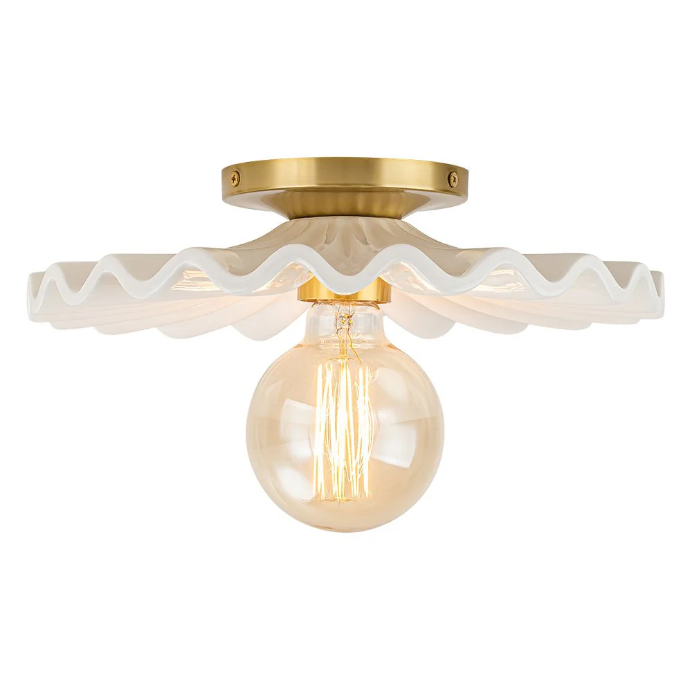 1-Light Creamy Ceramic Shade Semi Flush Mount - Image 6