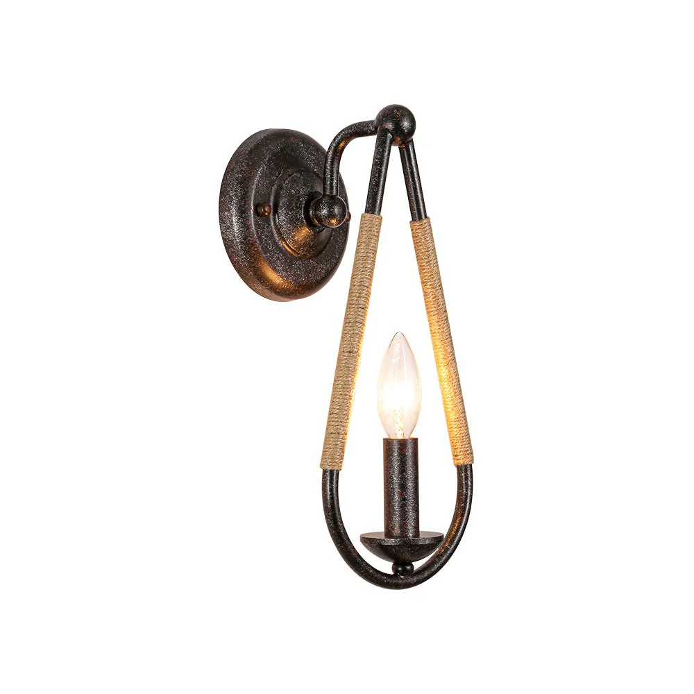 Barn 1-Light Hemp Rope Hanging Candle Style Wall Sconce