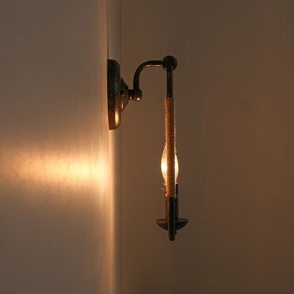 Barn 1-Light Hemp Rope Hanging Candle Style Wall Sconce - Image 11
