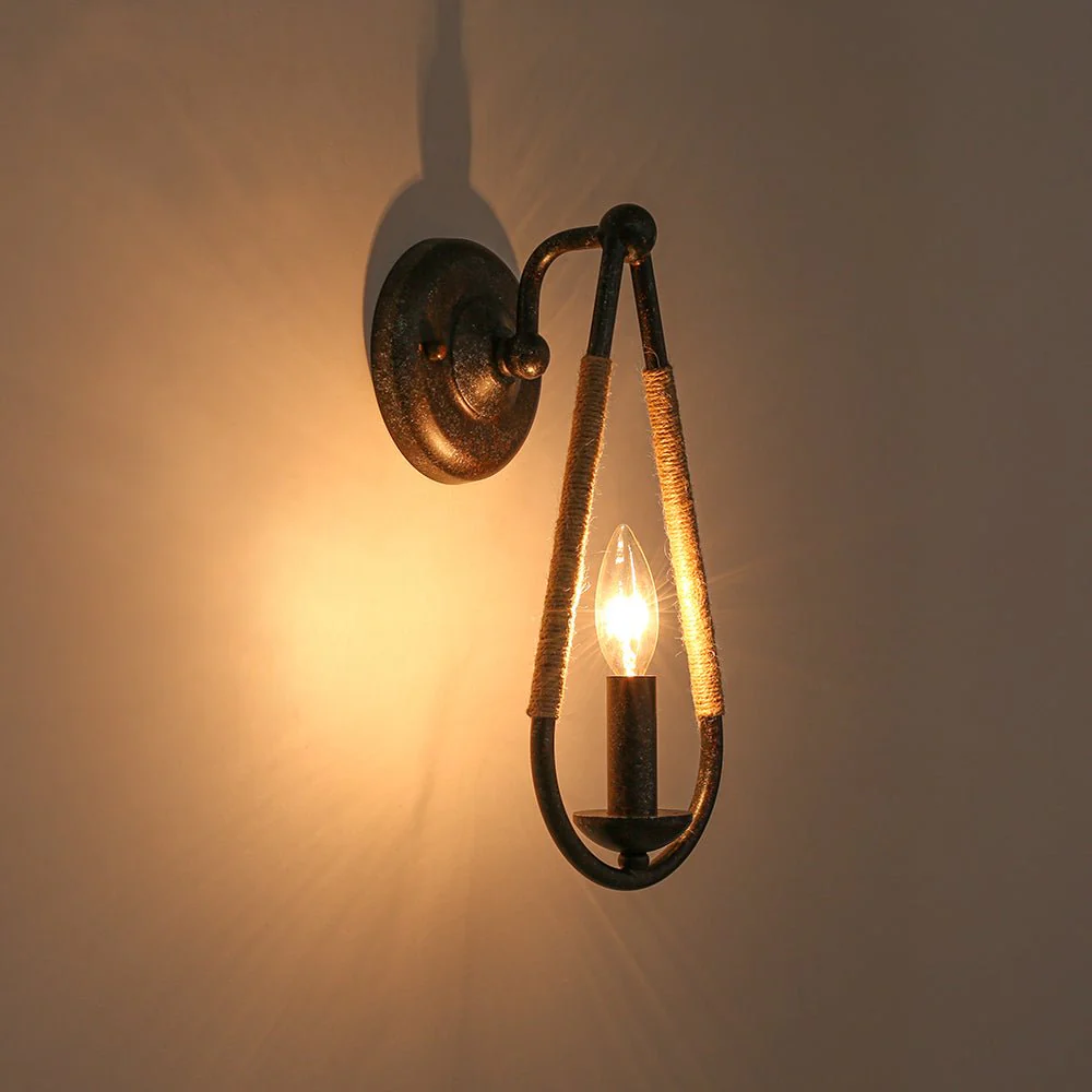 Barn 1-Light Hemp Rope Hanging Candle Style Wall Sconce - Image 12
