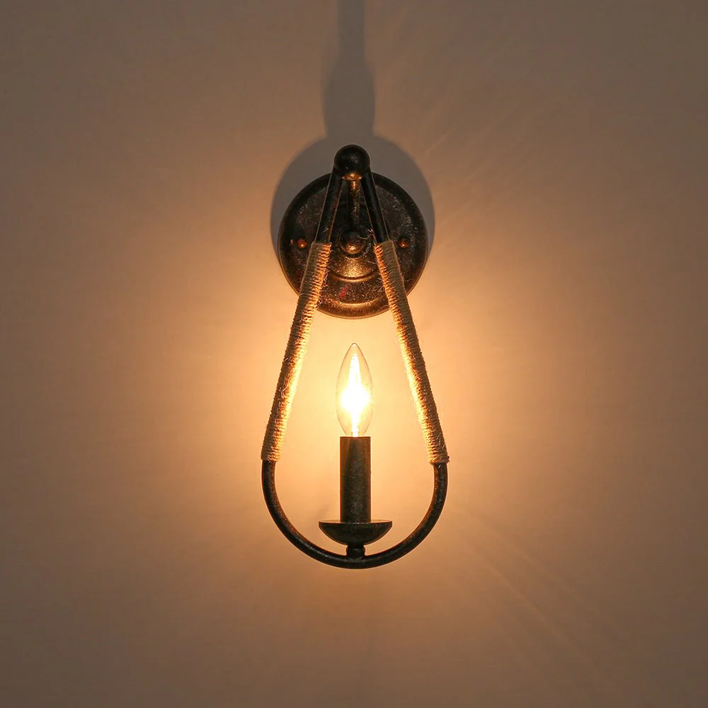Barn 1-Light Hemp Rope Hanging Candle Style Wall Sconce - Image 13