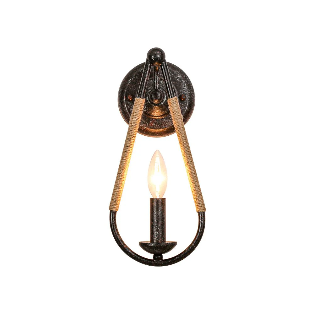 Barn 1-Light Hemp Rope Hanging Candle Style Wall Sconce - Image 2