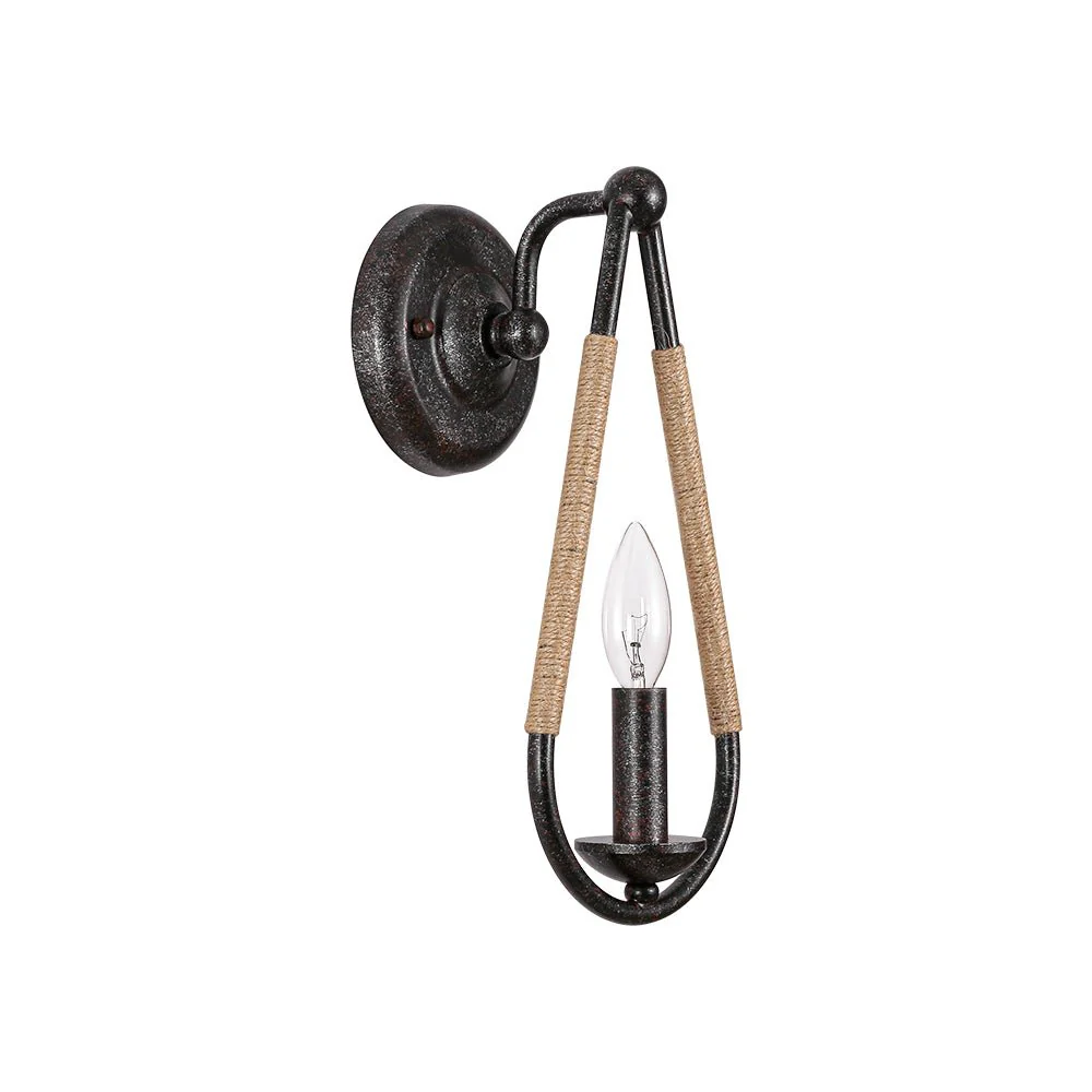 Barn 1-Light Hemp Rope Hanging Candle Style Wall Sconce - Image 4