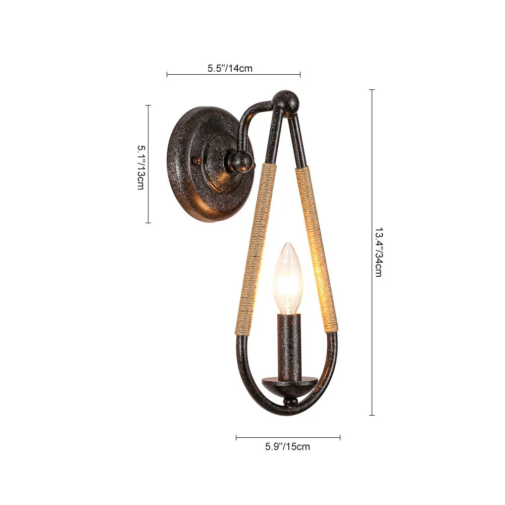Barn 1-Light Hemp Rope Hanging Candle Style Wall Sconce - Image 6