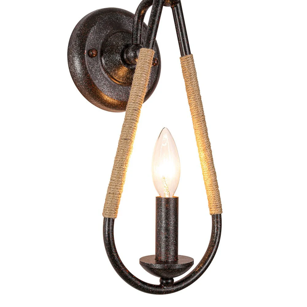 Barn 1-Light Hemp Rope Hanging Candle Style Wall Sconce - Image 8
