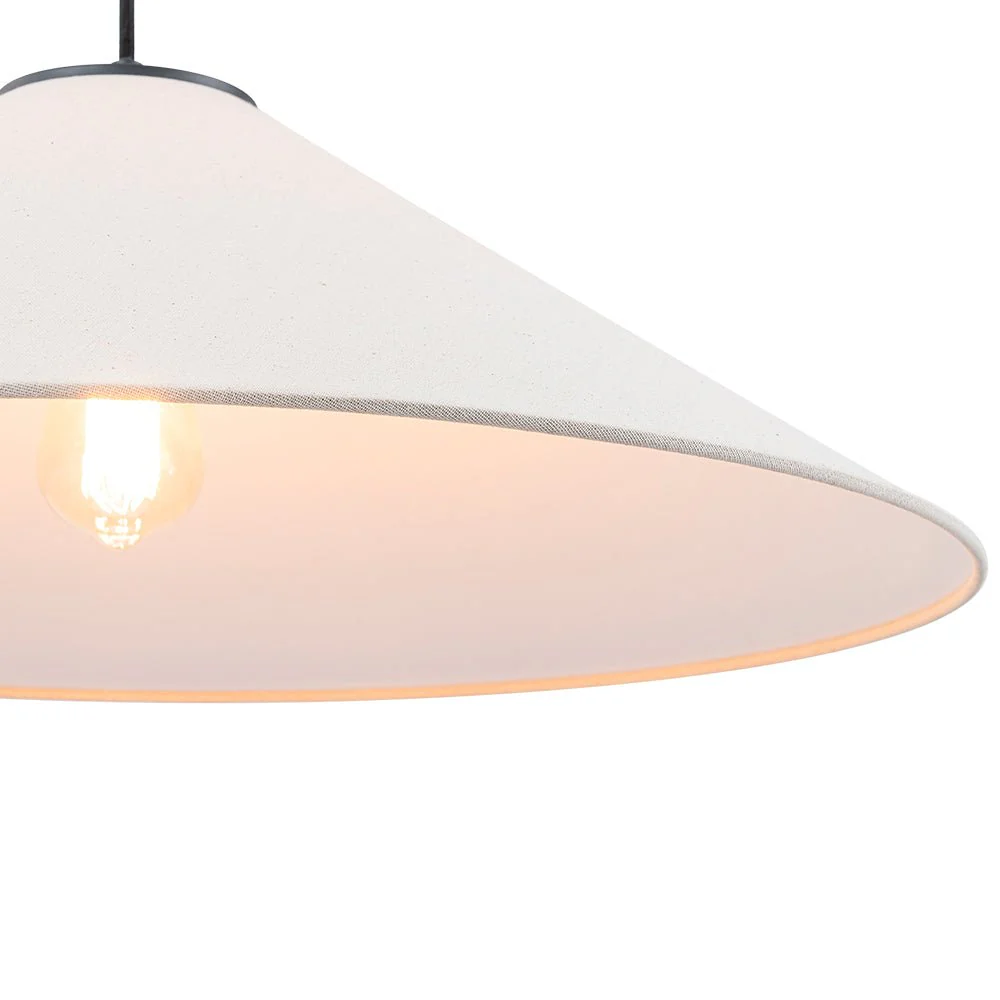 1-Light Large White Linen Shallow Conical Cage Pendant - Image 17