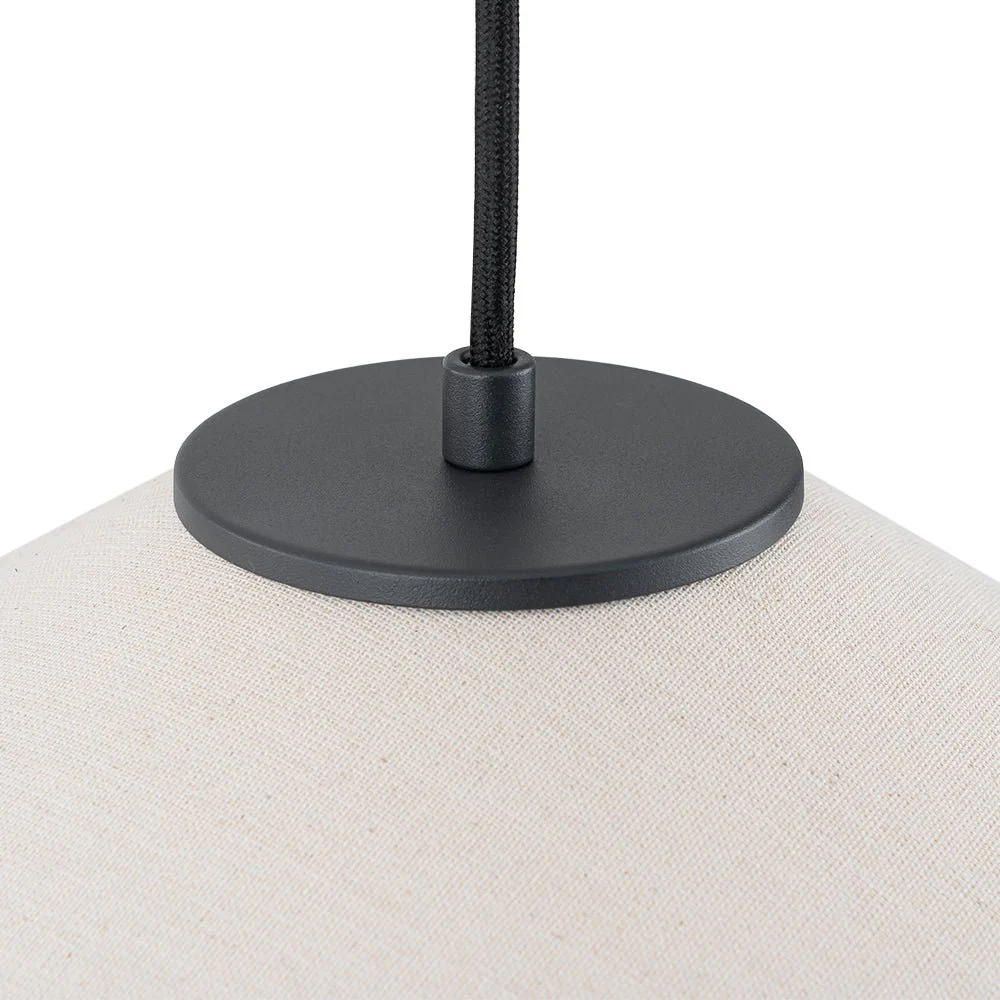 1-Light Large White Linen Shallow Conical Cage Pendant - Image 19
