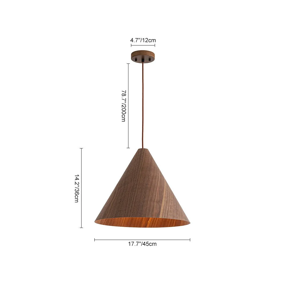 1-Light Modern Farmhouse Wood Grain Cone Kitchen Pendant - Image 10