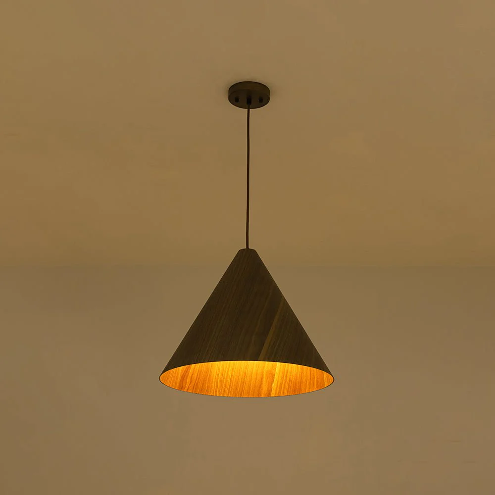 1-Light Modern Farmhouse Wood Grain Cone Kitchen Pendant - Image 11