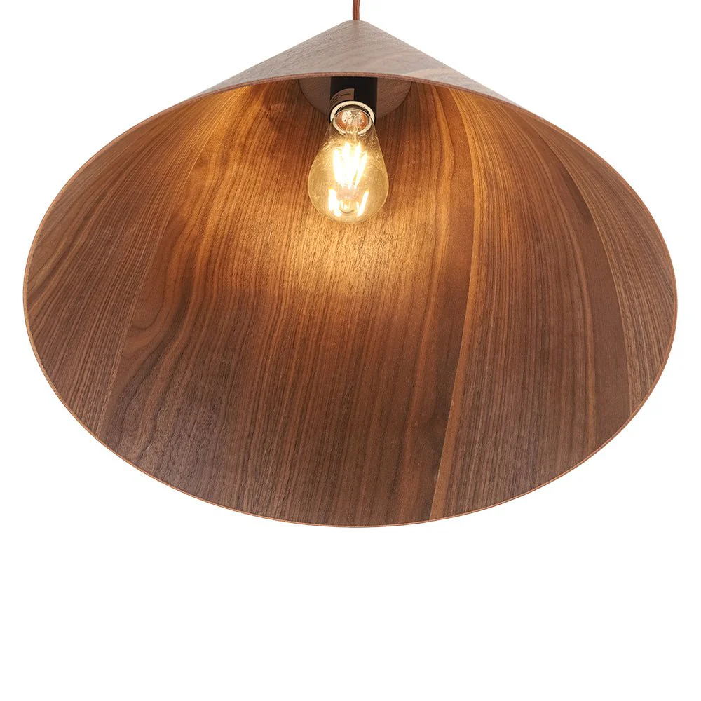 1-Light Modern Farmhouse Wood Grain Cone Kitchen Pendant - Image 12