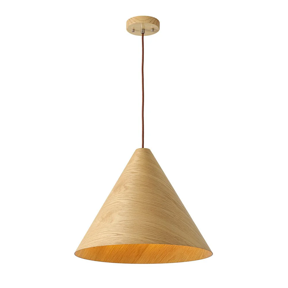 1-Light Modern Farmhouse Wood Grain Cone Kitchen Pendant - Image 17