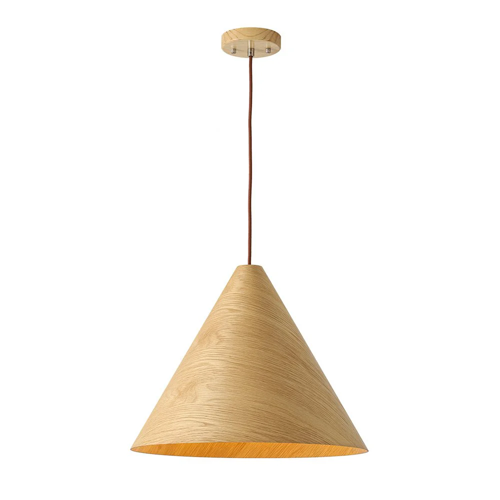 1-Light Modern Farmhouse Wood Grain Cone Kitchen Pendant - Image 19