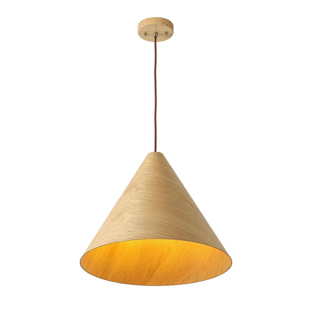 1-Light Modern Farmhouse Wood Grain Cone Kitchen Pendant - Image 20
