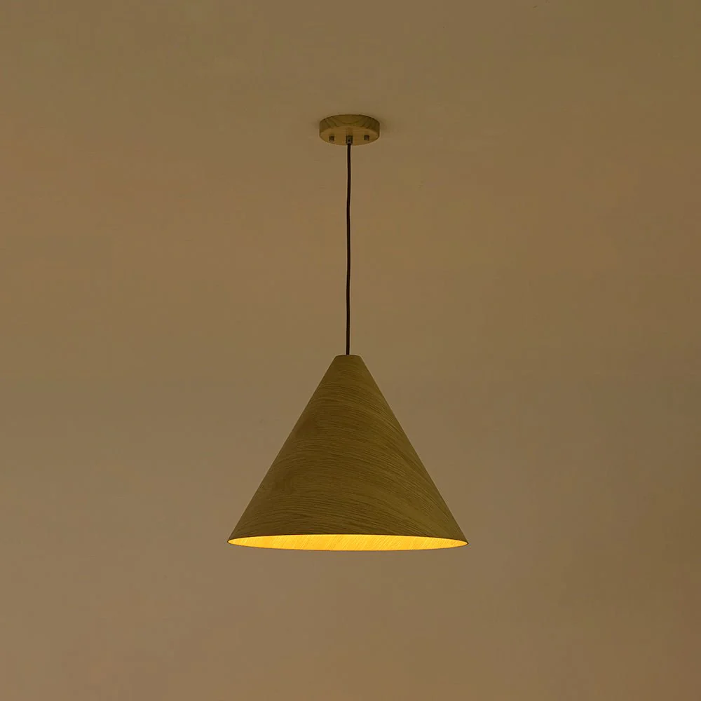 1-Light Modern Farmhouse Wood Grain Cone Kitchen Pendant - Image 21