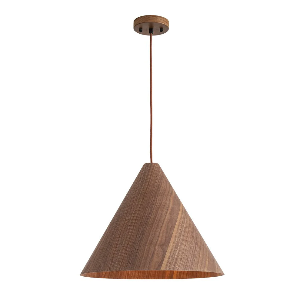 1-Light Modern Farmhouse Wood Grain Cone Kitchen Pendant - Image 5