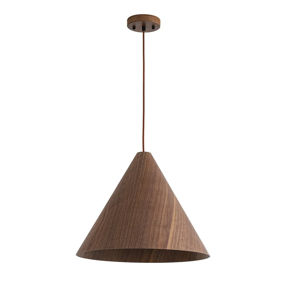 1-Light Modern Farmhouse Wood Grain Cone Kitchen Pendant - Image 7