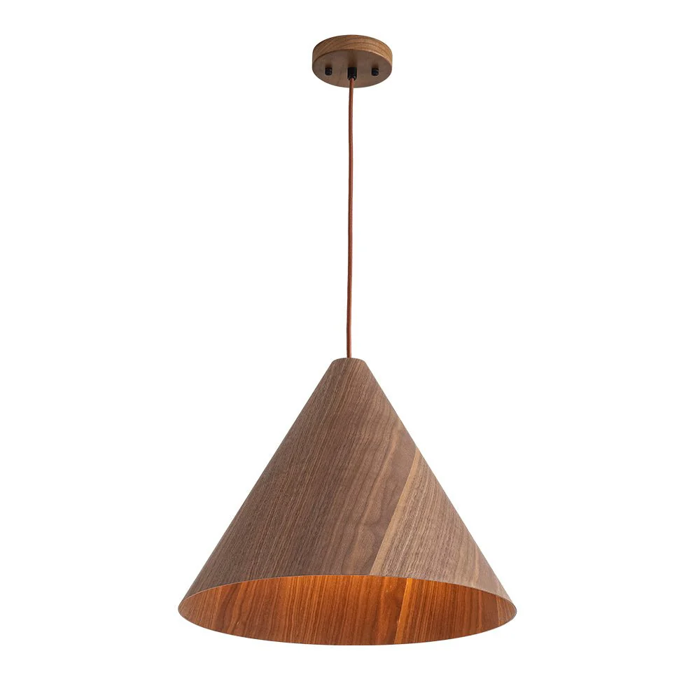 1-Light Modern Farmhouse Wood Grain Cone Kitchen Pendant - Image 8