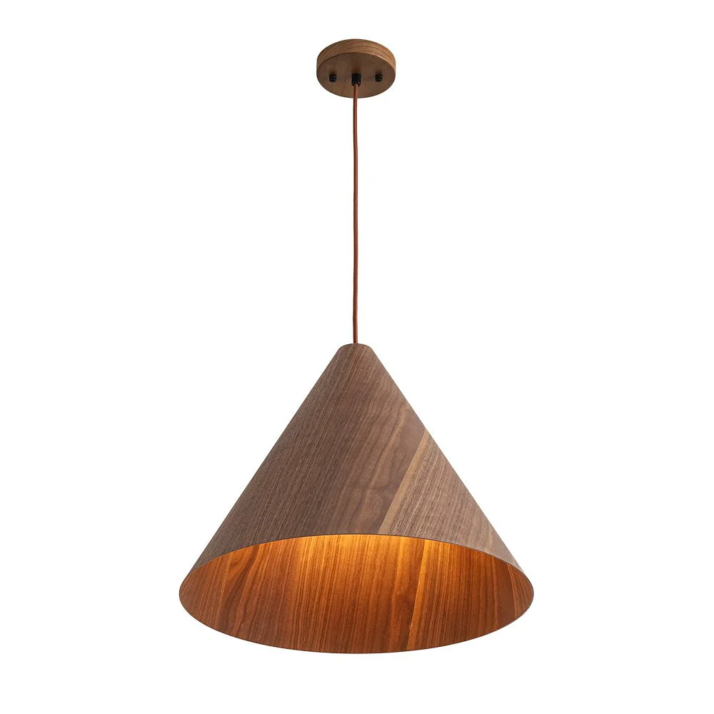 1-Light Modern Farmhouse Wood Grain Cone Kitchen Pendant - Image 9