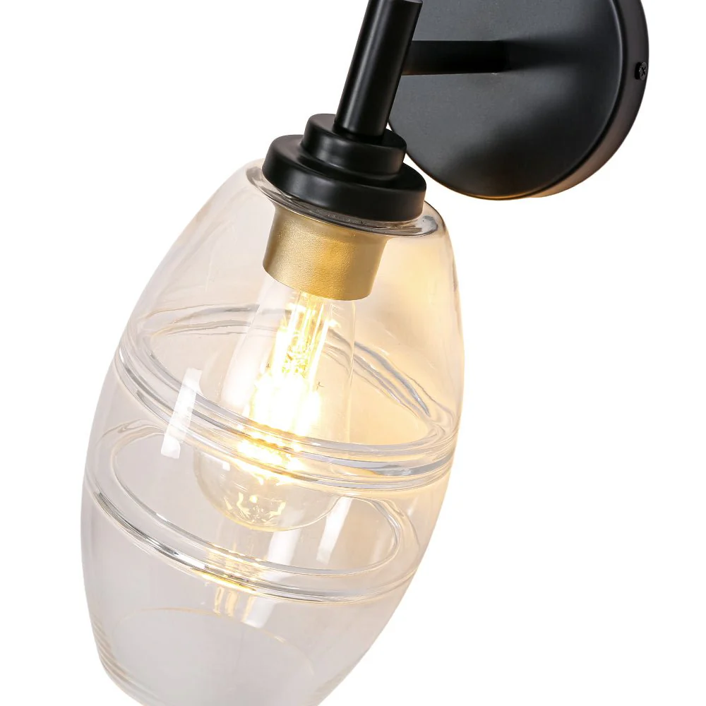1-Light Oval Clear Embossed Glass Vanity Wall Sconce - Image 16