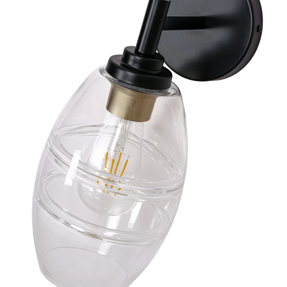 1-Light Oval Clear Embossed Glass Vanity Wall Sconce - Image 17
