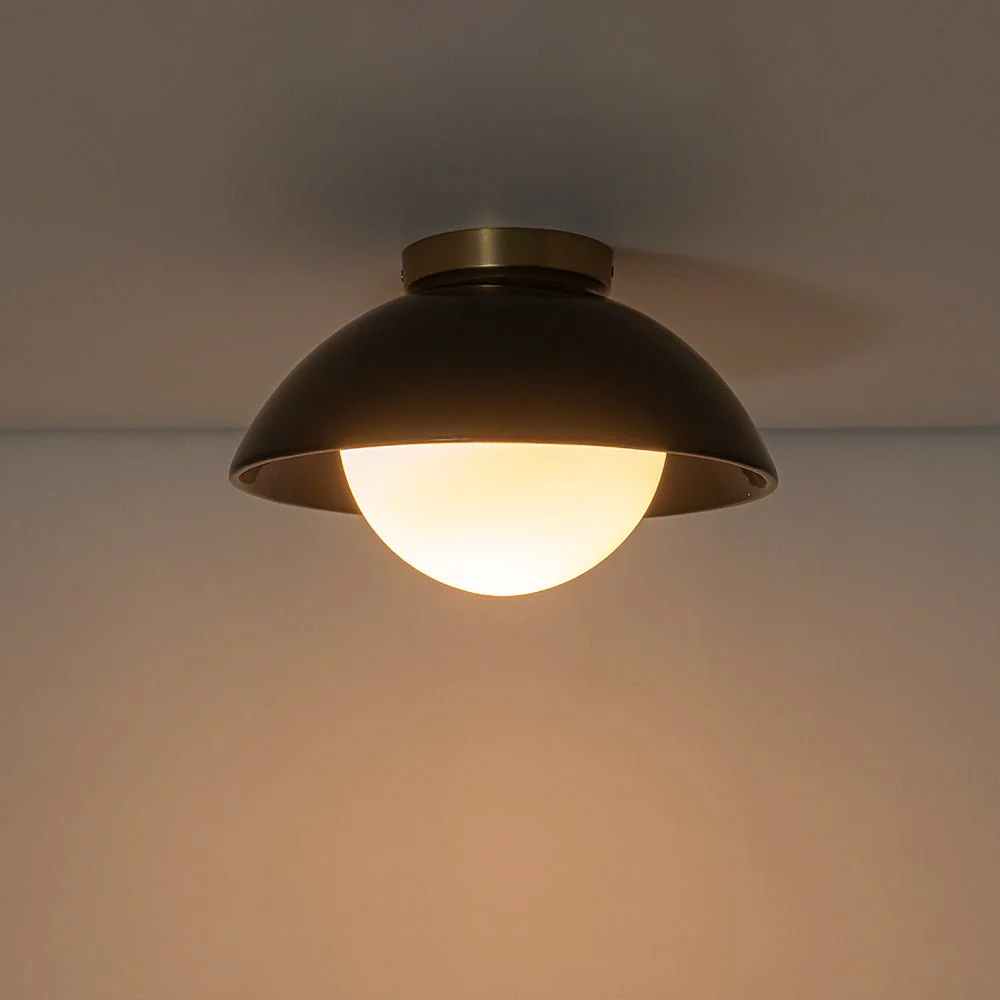 1-Light Ceramic Dome Frosted Shade Semi Flush Mount - Image 12