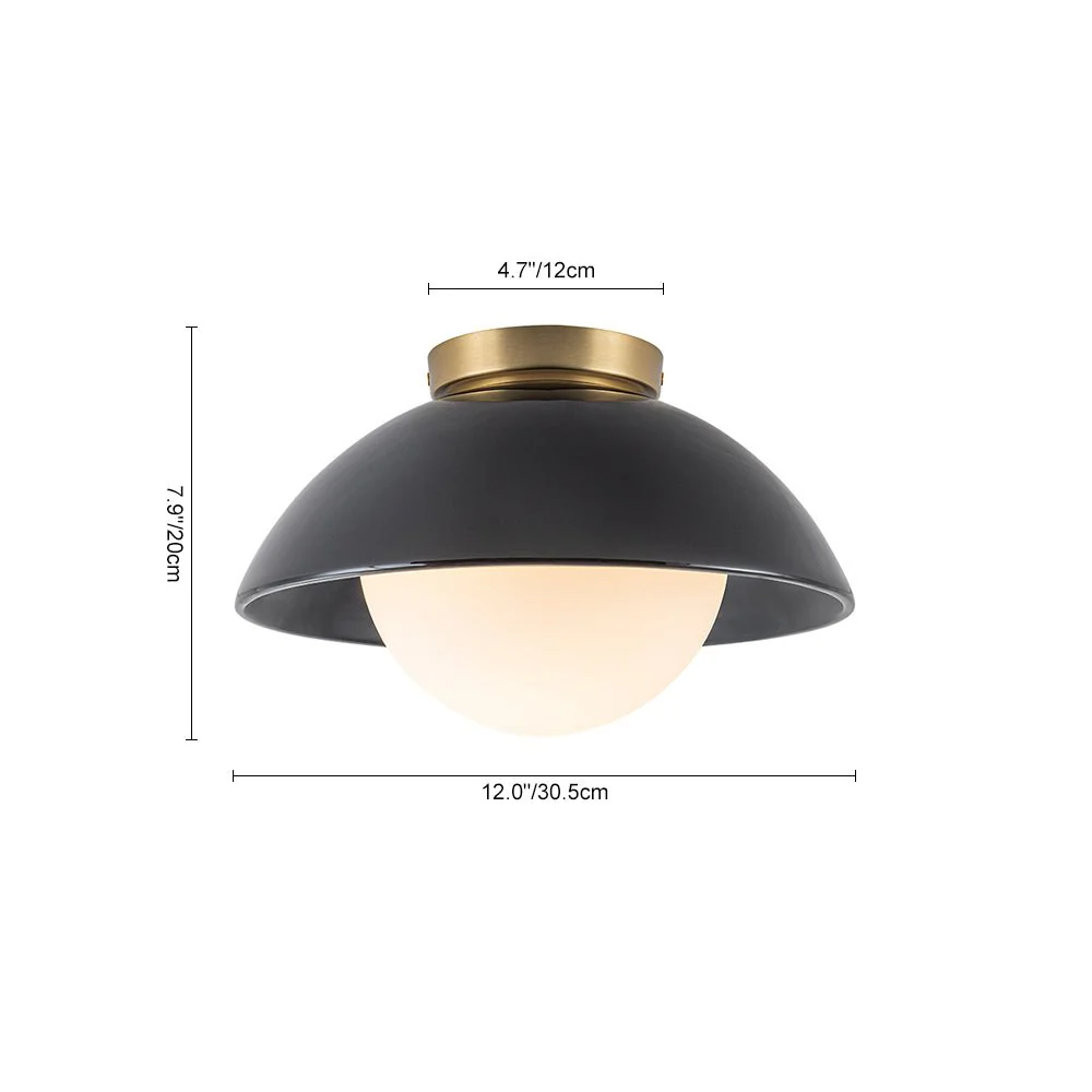 1-Light Ceramic Dome Frosted Shade Semi Flush Mount - Image 5