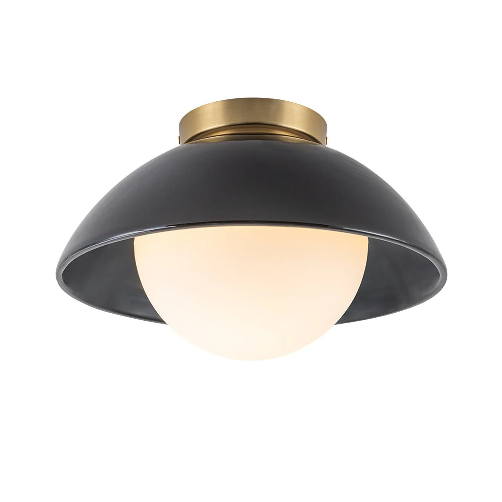 1-Light Ceramic Dome Frosted Shade Semi Flush Mount - Image 7