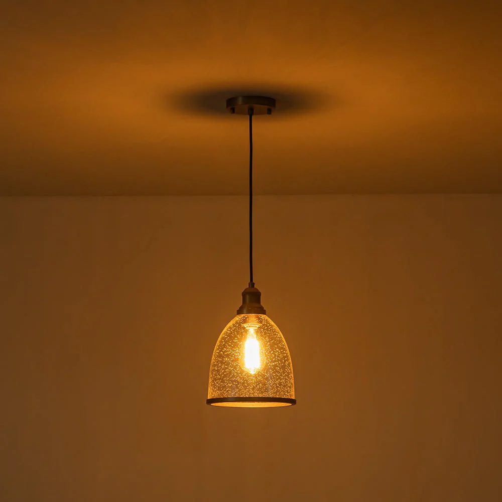 1-Light Seeded Glass Bell Dome Kitchen Pendant Light - Image 17