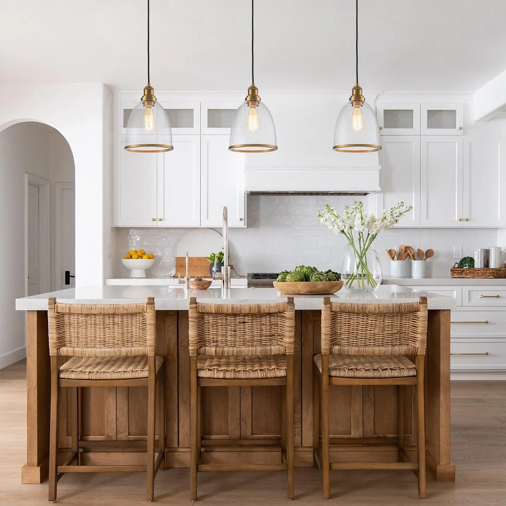1-Light Seeded Glass Bell Dome Kitchen Pendant Light - Image 2
