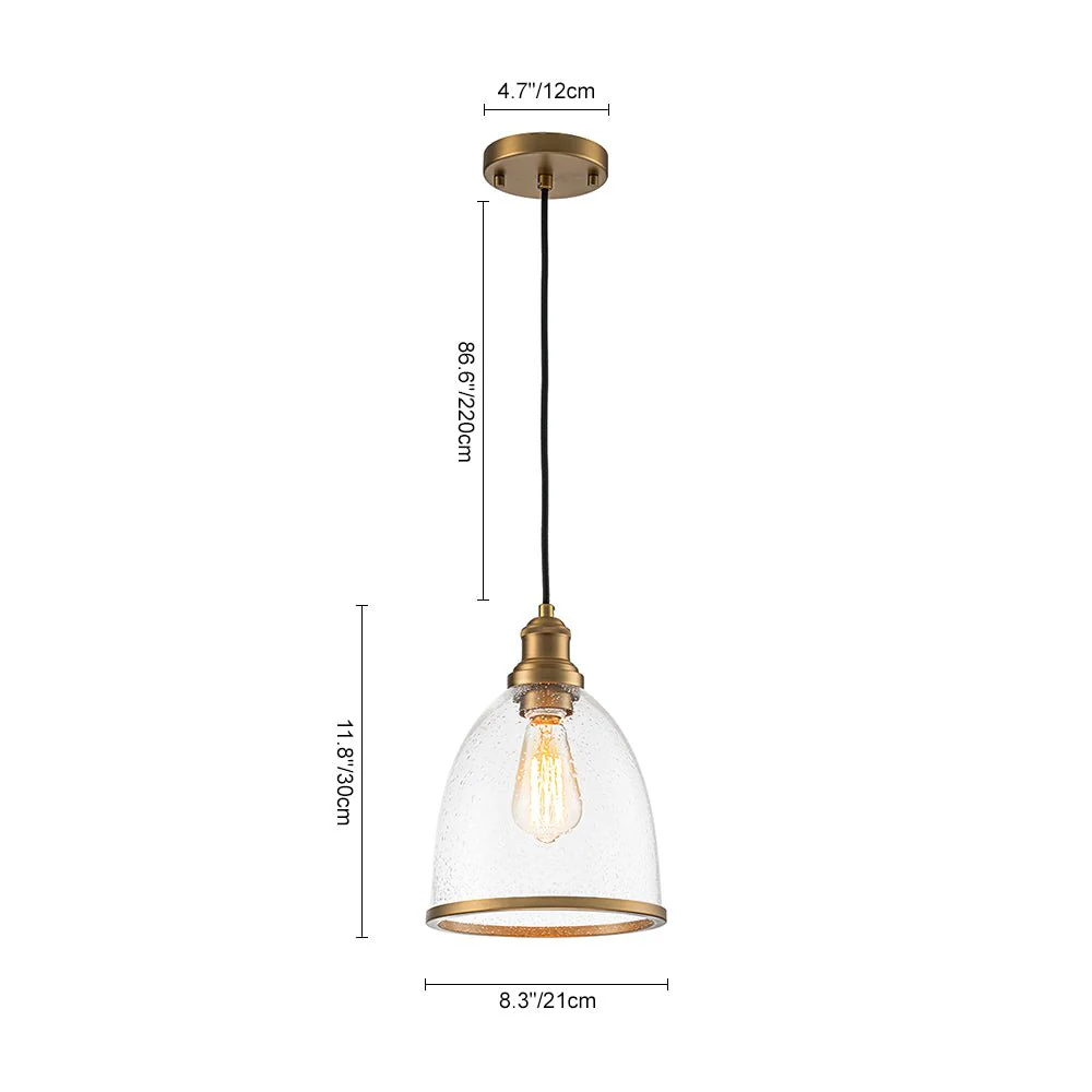 1-Light Seeded Glass Bell Dome Kitchen Pendant Light - Image 5