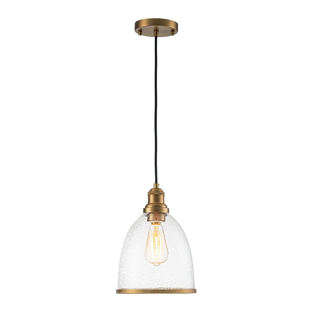 1-Light Seeded Glass Bell Dome Kitchen Pendant Light - Image 6