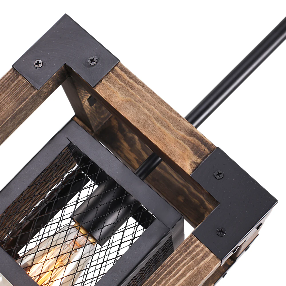 1-Light Square Wood Pendant Light - Image 10