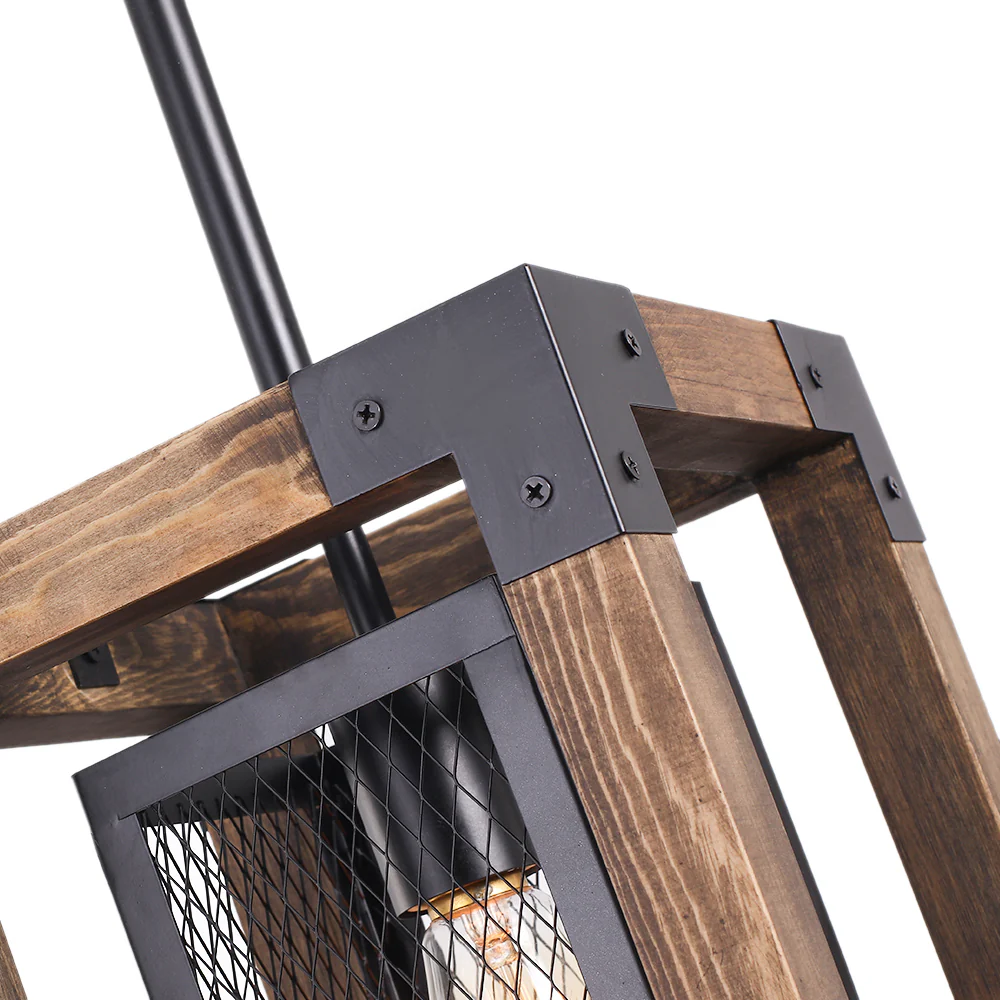 1-Light Square Wood Pendant Light - Image 11