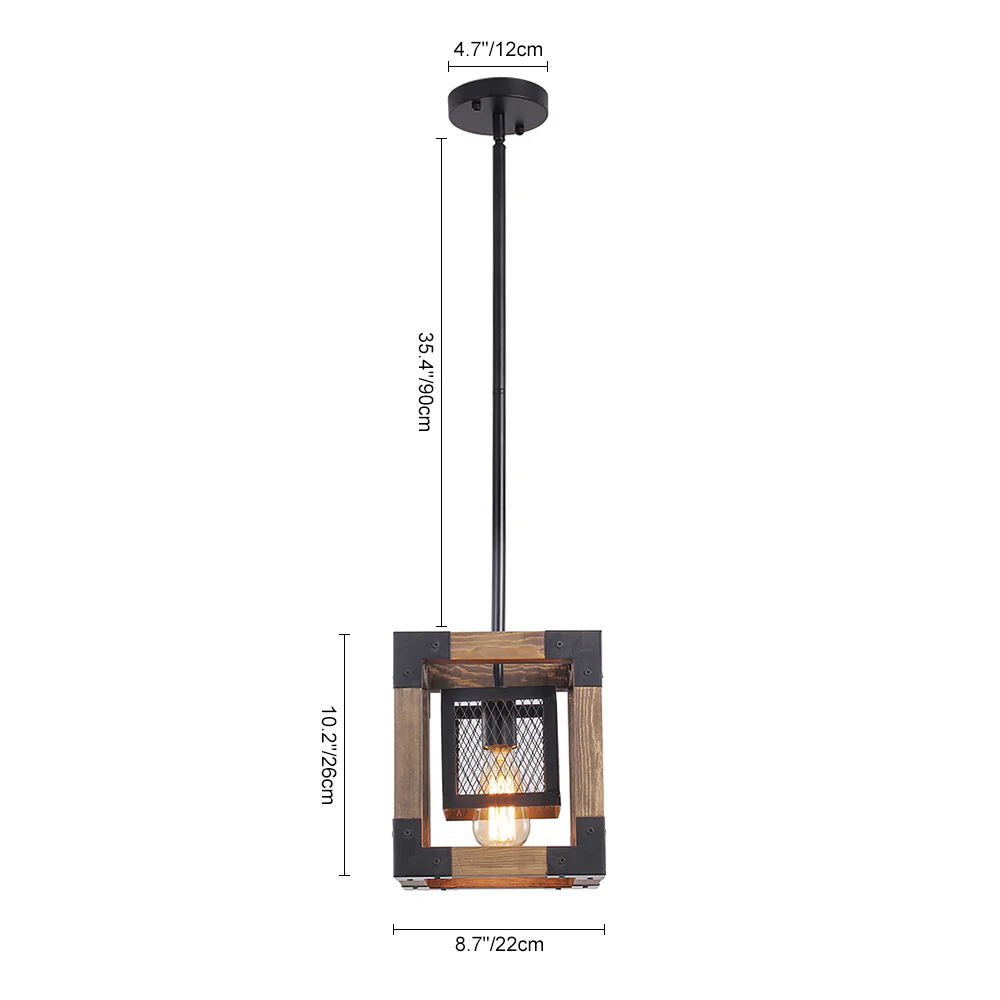 1-Light Square Wood Pendant Light - Image 14