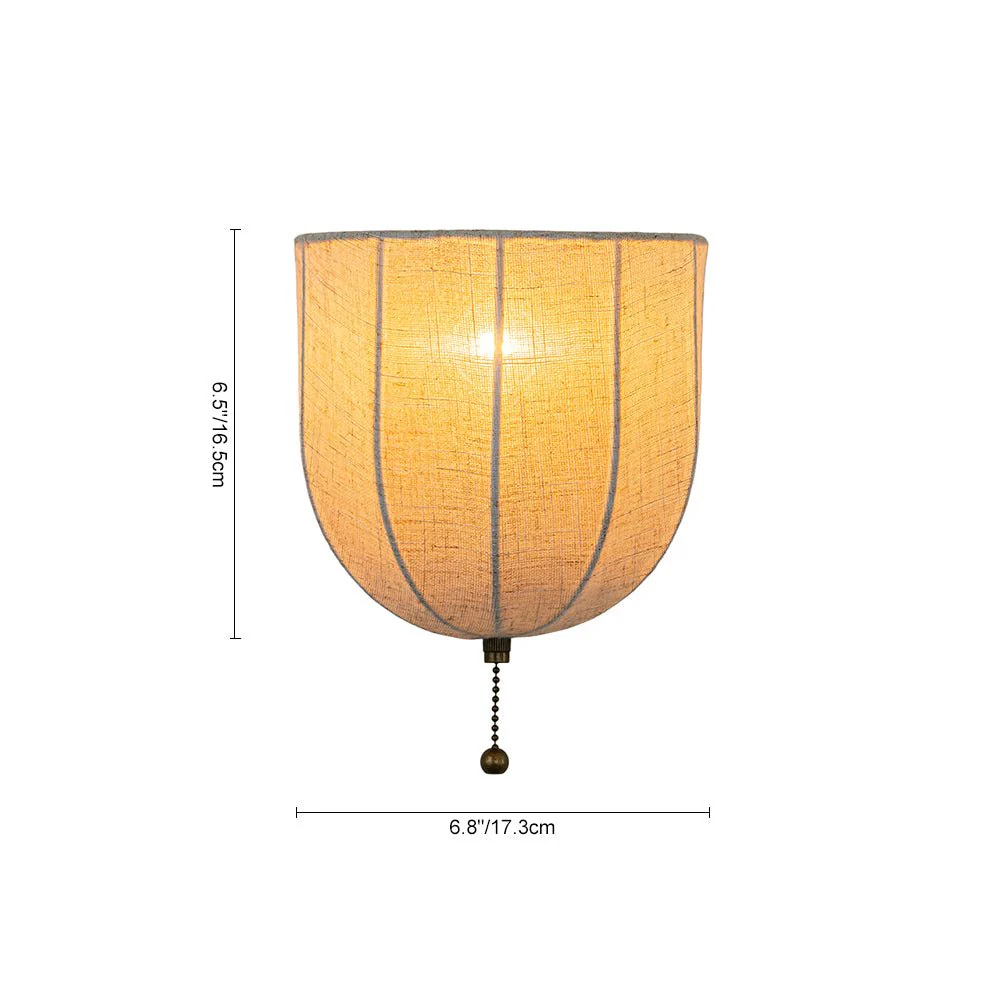 1-Light Vintage Natural Fabric Linen Cage Wall Sconce - Image 11