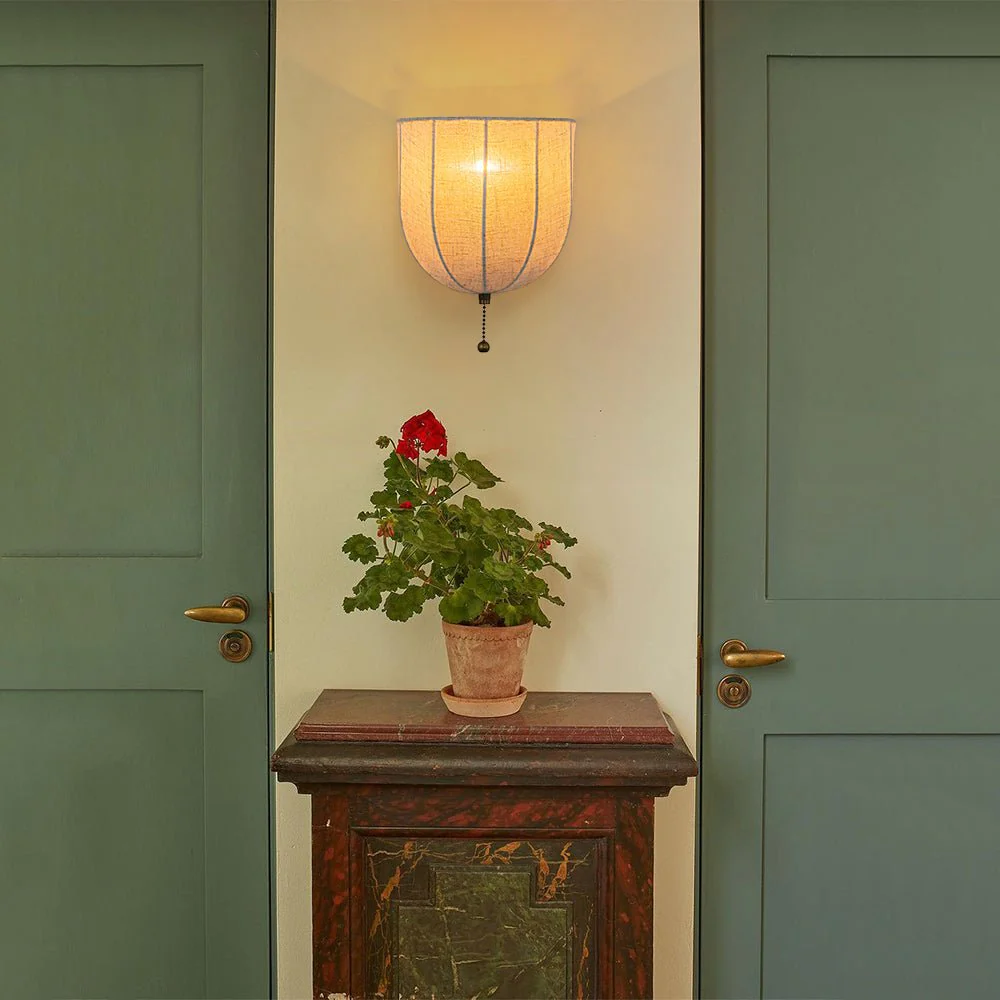 1-Light Vintage Natural Fabric Linen Cage Wall Sconce - Image 3