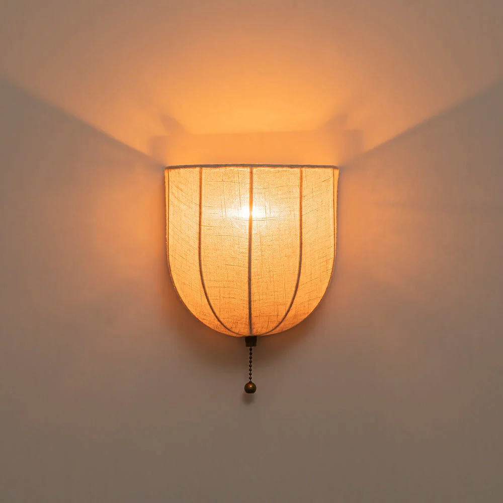1-Light Vintage Natural Fabric Linen Cage Wall Sconce - Image 4