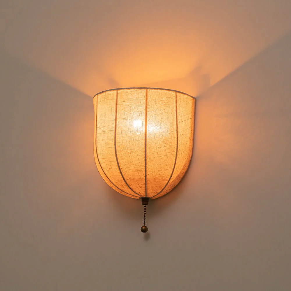 1-Light Vintage Natural Fabric Linen Cage Wall Sconce - Image 5