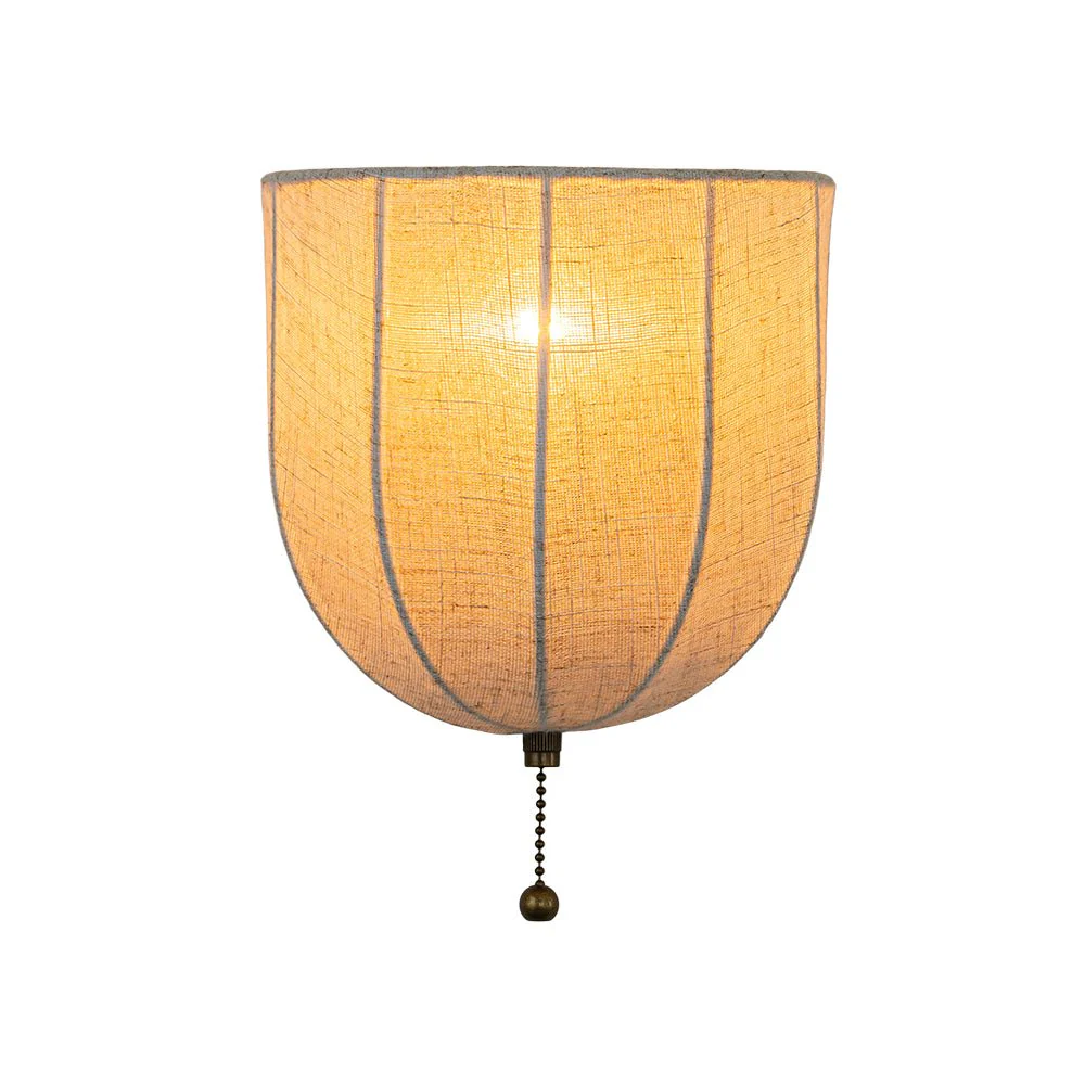 1-Light Vintage Natural Fabric Linen Cage Wall Sconce - Image 6