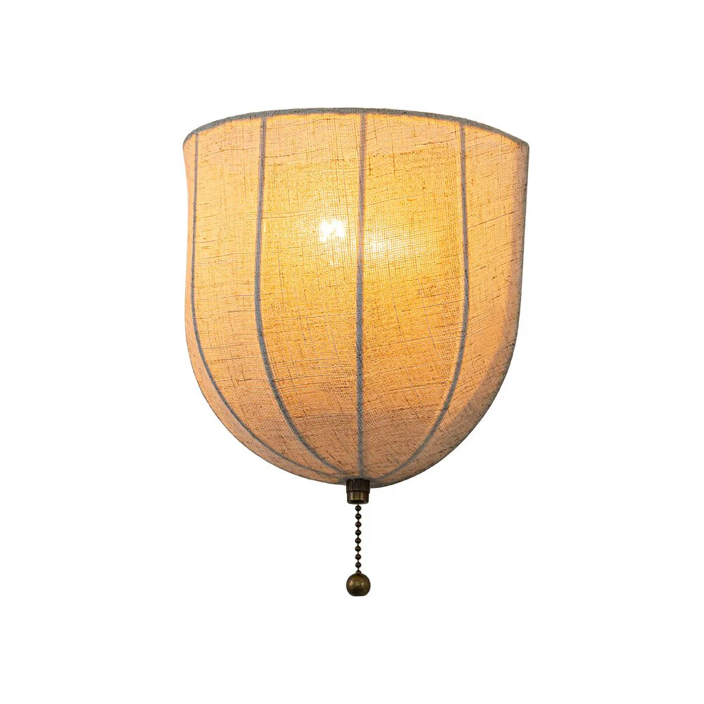1-Light Vintage Natural Fabric Linen Cage Wall Sconce - Image 7