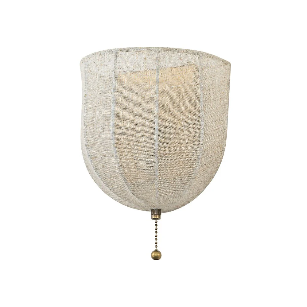 1-Light Vintage Natural Fabric Linen Cage Wall Sconce - Image 8